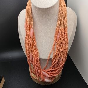 Orange Beaded Necklace (1563)